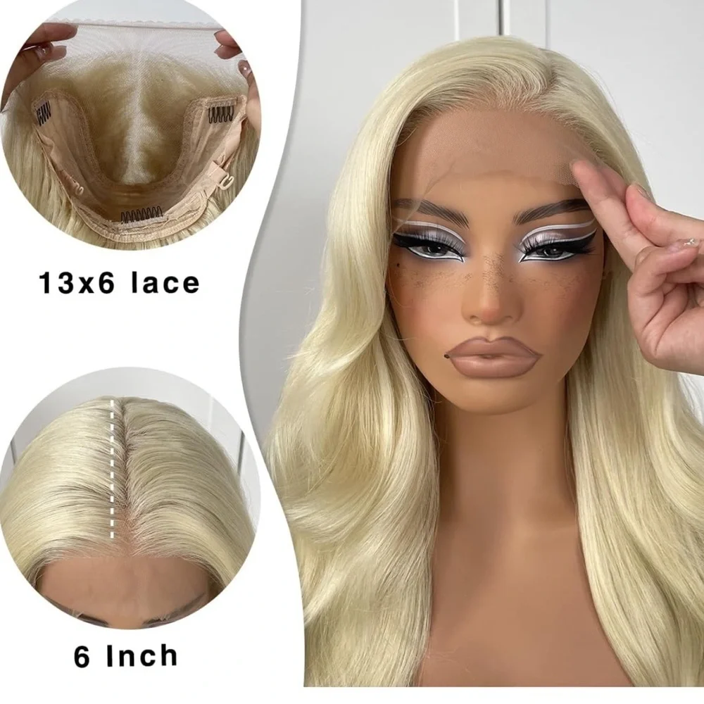 Blooming Hair Blonde Glueless High-Quality Synthetic blend HD Lace Fr…